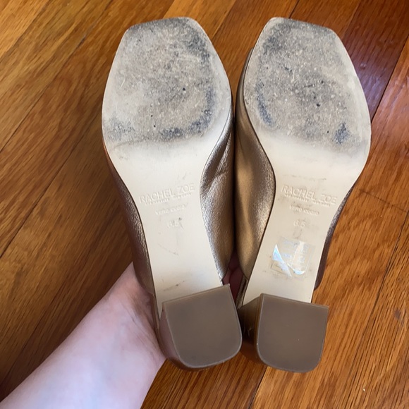 Rachel Zoe Gold Mika Metallic Leather Block Heel Mules women’s size 6.5 - Picture 8 of 16